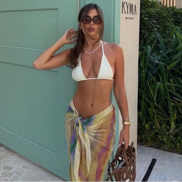 Zara 2 piece set of tie dye ramie shirt and wrap skirt - Picture 6 of 11